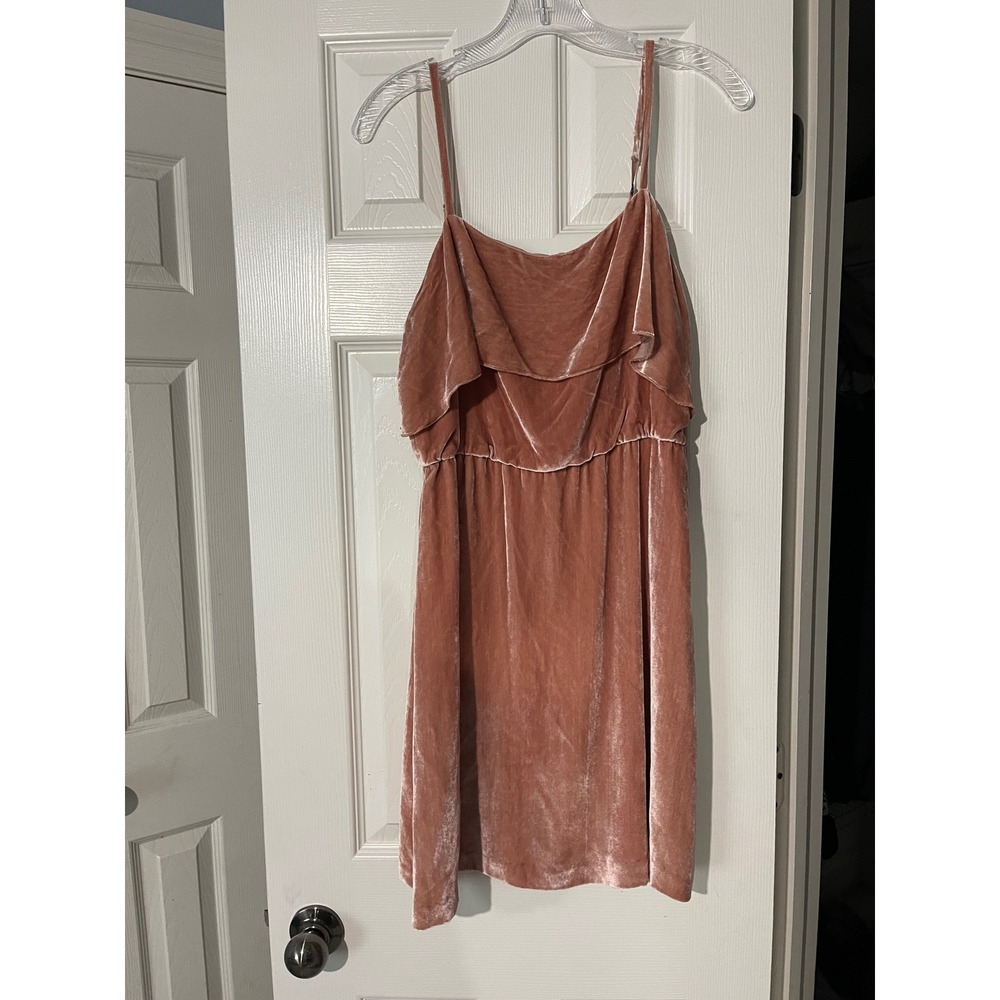 Alice + Olivia Alexis Velvet‎ Ruffle Tiered Strappy Mini Dress Size 4 Rose Tan - Picture 6 of 8
